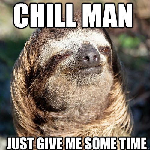 Chill Man Just Give Me Some Time 10 Guy Sloth Quickmeme
