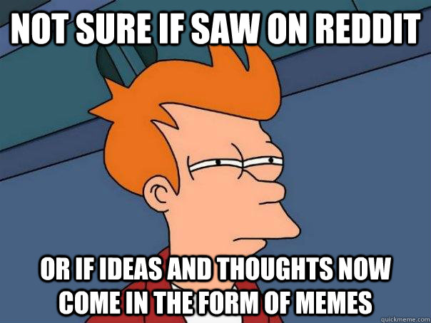 Not sure if saw on reddit Or if ideas and thoughts now come in the form of memes  Futurama Fry