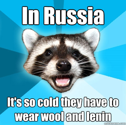 In Russia It's so cold they have to wear wool and lenin - In Russia It's so cold they have to wear wool and lenin  Lame Pun Coon