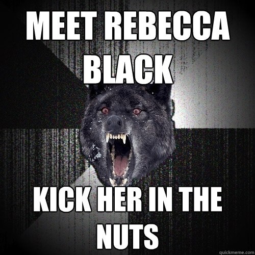 Meet Rebecca black kick her in the nuts  Insanity Wolf