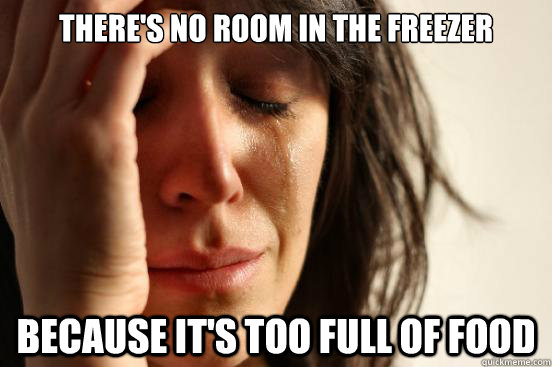 There's no room in the freezer because it's too full of food - There's no room in the freezer because it's too full of food  First World Problems