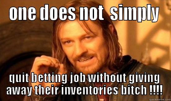 ONE DOES NOT  SIMPLY QUIT BETTING JOB WITHOUT GIVING AWAY THEIR INVENTORIES BITCH !!!! Boromir