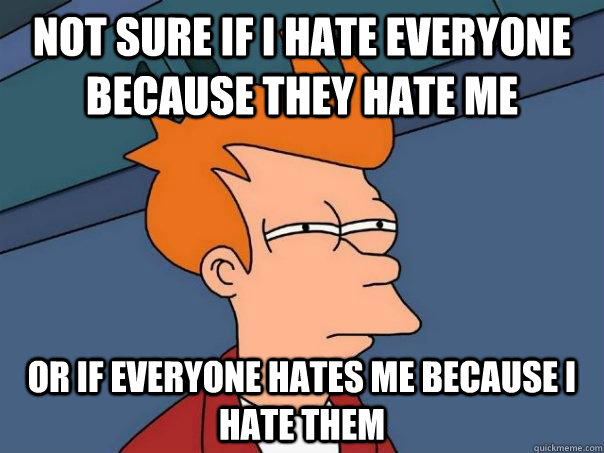 Not Sure If I Hate Everyone Because They Hate Me Or If Everyone Hates Me Because I Hate Them