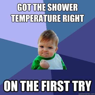 got the shower 
temperature right on the first try  Success Kid