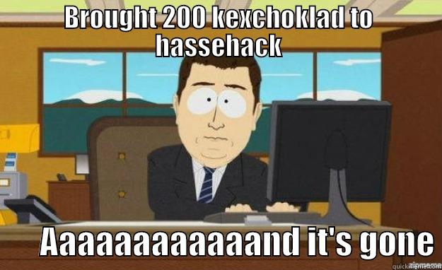 BROUGHT 200 KEXCHOKLAD TO HASSEHACK        AAAAAAAAAAAAND IT'S GONE aaaand its gone