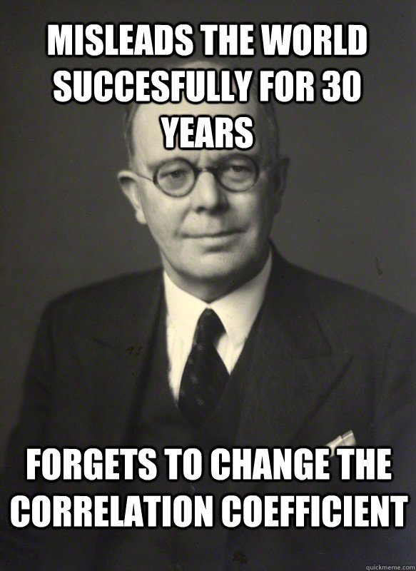 Misleads the world succesfully for 30 years forgets to change the correlation coefficient - Misleads the world succesfully for 30 years forgets to change the correlation coefficient  Bad Luck Burt