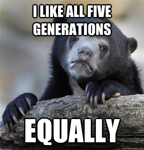 i like all five generations equally  Confession Bear