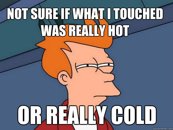 Not sure if what I touched was really hot or really cold  Futurama Fry