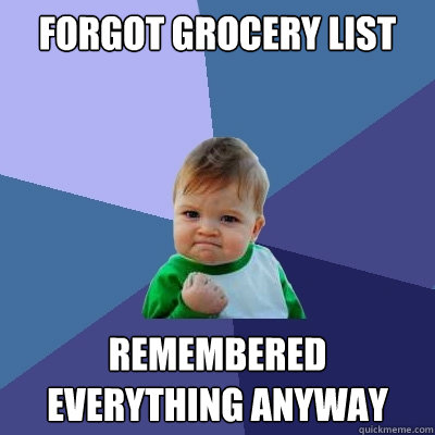 Forgot grocery list remembered everything anyway  Success Kid