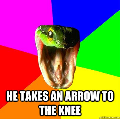 he takes an arrow to the knee  