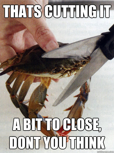 Thats cutting it a bit to close,  dont you think  Optimistic Crab