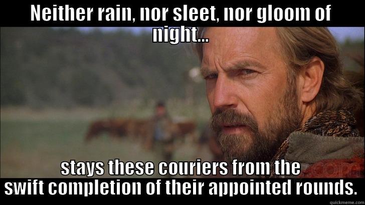 NEITHER RAIN, NOR SLEET, NOR GLOOM OF NIGHT... STAYS THESE COURIERS FROM THE SWIFT COMPLETION OF THEIR APPOINTED ROUNDS. Misc