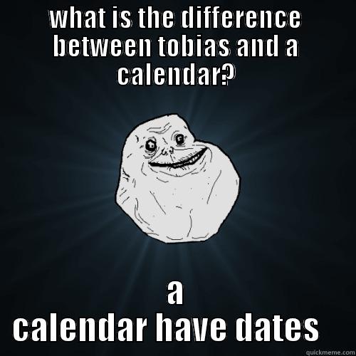 WHAT IS THE DIFFERENCE BETWEEN TOBIAS AND A CALENDAR? A CALENDAR HAVE DATES    Forever Alone