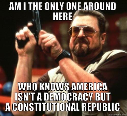 AM I THE ONLY ONE AROUND HERE WHO KNOWS AMERICA ISN'T A DEMOCRACY BUT A CONSTITUTIONAL REPUBLIC Am I The Only One Around Here