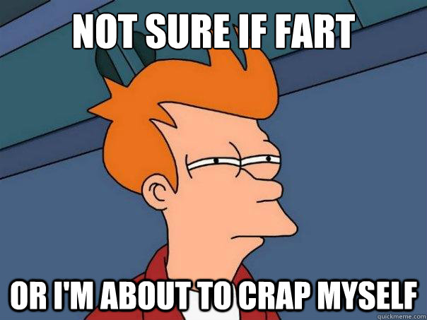 Not sure if fart Or I'm about to crap myself  Futurama Fry