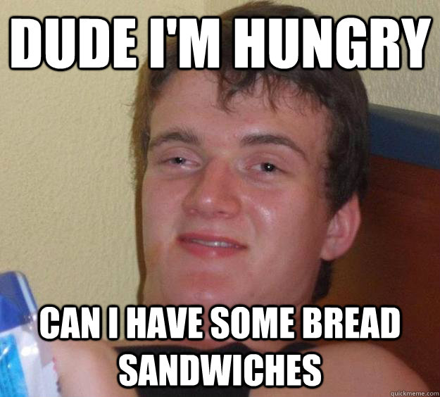 Dude i'm hungry can i have some bread sandwiches  10 Guy