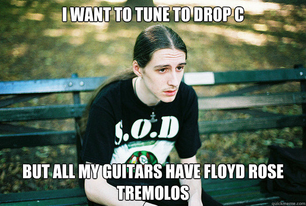 I want to tune to drop c but all my guitars have floyd rose tremolos - I want to tune to drop c but all my guitars have floyd rose tremolos  First World Metal Problems