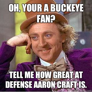 Oh, Your a Buckeye Fan? Tell me how great at defense Aaron Craft is.  - Oh, Your a Buckeye Fan? Tell me how great at defense Aaron Craft is.   Condescending Wonka