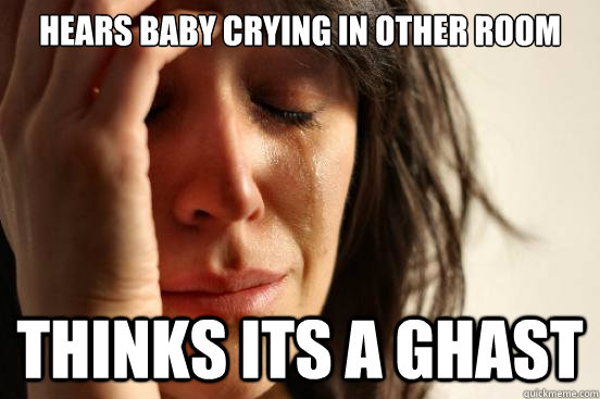 Hears Baby crying in other room thinks its a ghast  First World Problems