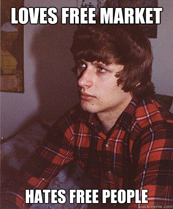 Loves free market hates free people  Hipster Harper