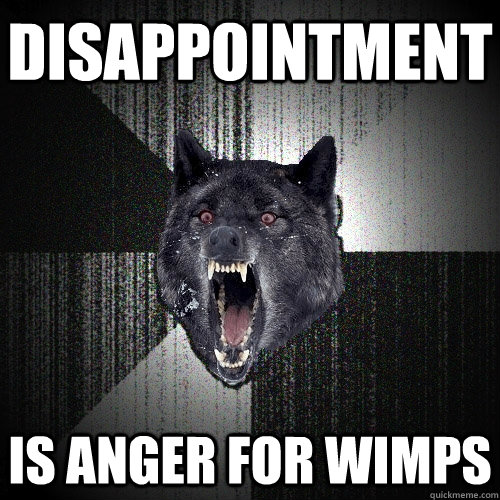 DISAPPOINTMENT IS ANGER FOR WIMPS  Insanity Wolf