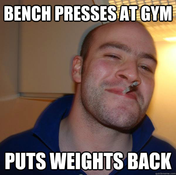 Bench presses at gym Puts weights back - Bench presses at gym Puts weights back  Misc