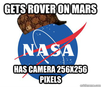 Gets rover on mars Has camera 256x256 pixels  