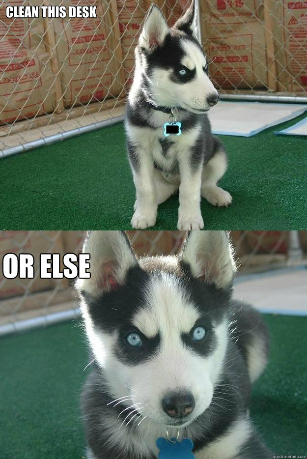 Clean this desk Or else - Clean this desk Or else  Insanity puppy