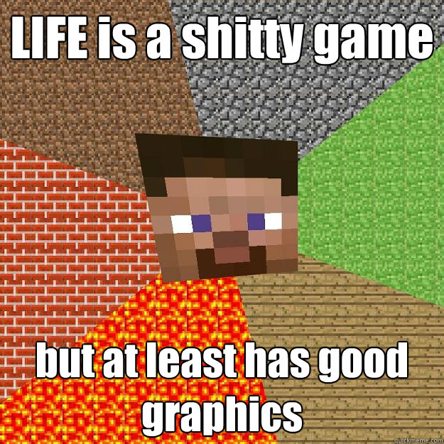 LIFE is a shitty game but at least has good graphics  Minecraft