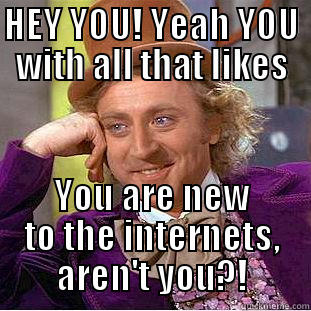 HEY YOU! YEAH YOU WITH ALL THAT LIKES YOU ARE NEW TO THE INTERNETS, AREN'T YOU?! Condescending Wonka