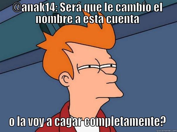 @ANAK14: SERÁ QUE LE CAMBIO EL NOMBRE A ESTA CUENTA O LA VOY A CAGAR COMPLETAMENTE? Futurama Fry