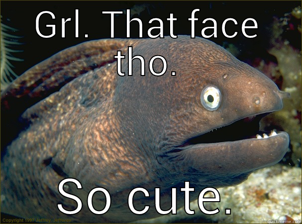 GRL. THAT FACE THO. SO CUTE. Bad Joke Eel