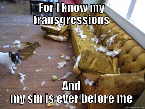 FOR I KNOW MY TRANSGRESSIONS AND MY SIN IS EVER BEFORE ME Misc