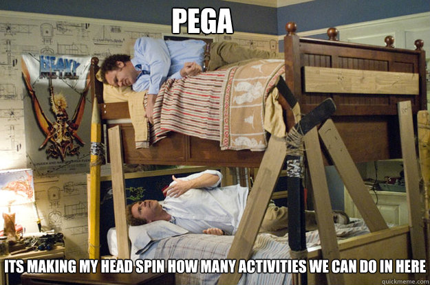 its making my head spin how many activities we can do in here PEGA
 - its making my head spin how many activities we can do in here PEGA
  Step Brothers Activities