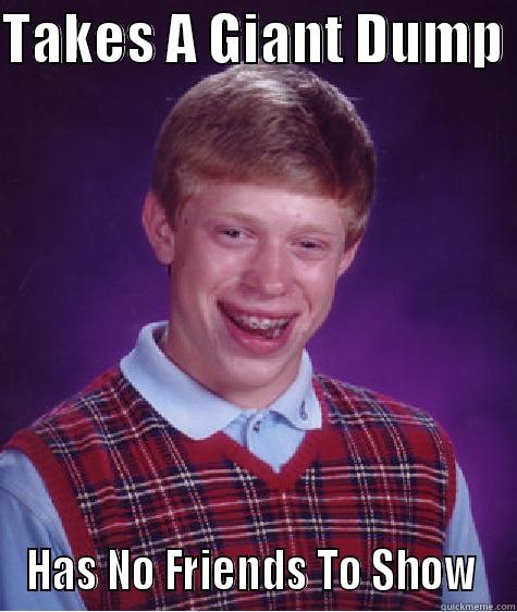 TAKES A GIANT DUMP  HAS NO FRIENDS TO SHOW  Bad Luck Brian