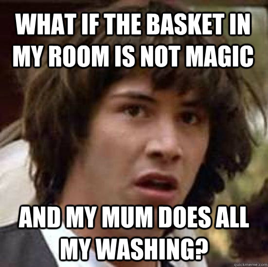 What if the basket in my room is not magic and my mum does all my washing?  conspiracy keanu