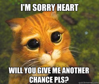 I'm sorry Heart Will you give me another chance pls?  Puss in boots