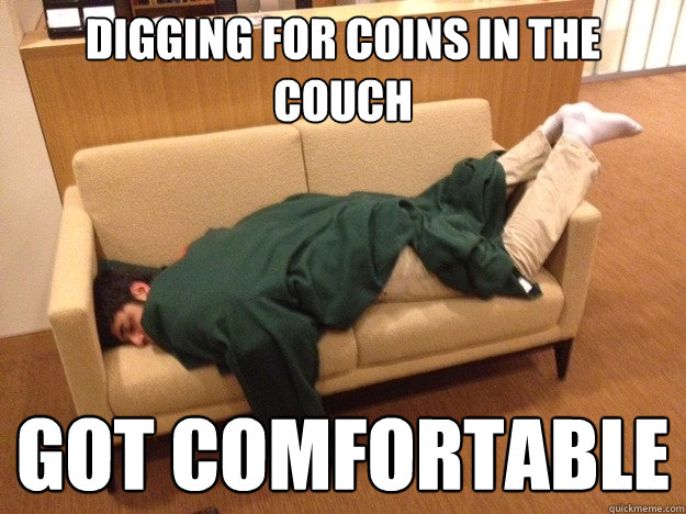 Digging for coins in the couch Got Comfortable  Sleepy Indian Boy