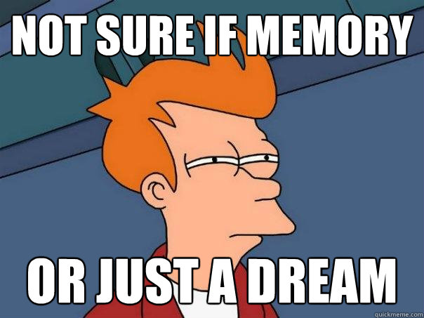 not sure if memory or just a dream  Futurama Fry