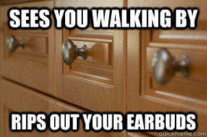 Sees you walking by rips out your earbuds - Sees you walking by rips out your earbuds  Scumbag Cabinet Knobs