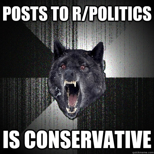 posts to r/politics is conservative  Insanity Wolf