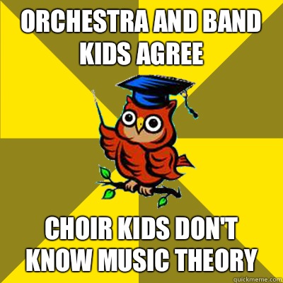 Orchestra and band kids agree Choir kids don't know music theory - Orchestra and band kids agree Choir kids don't know music theory  Observational Owl