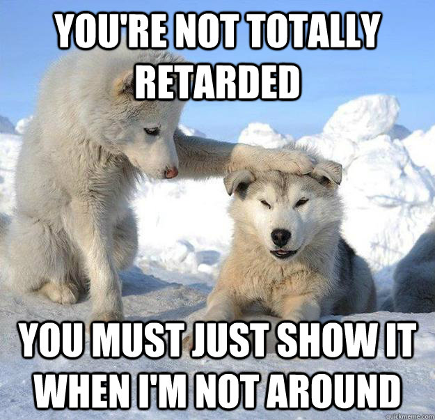 you're not totally retarded you must just show it when I'm not around  Caring Husky