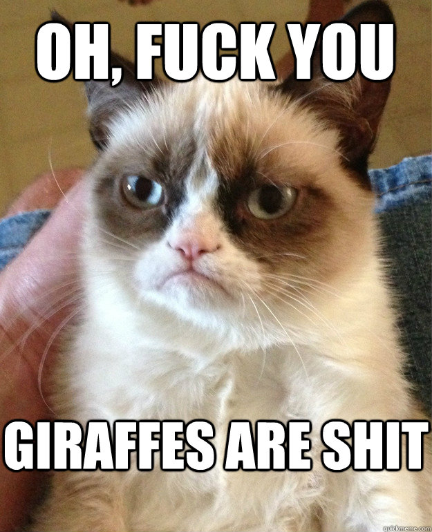 oh, fuck you giraffes are shit  Grumpy Cat