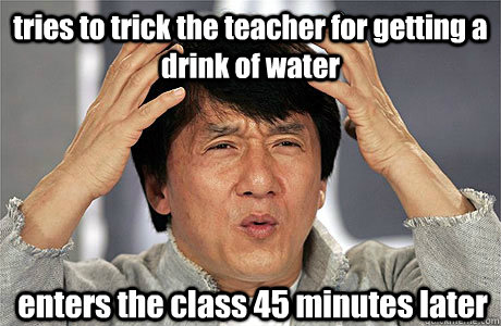 tries to trick the teacher for getting a drink of water enters the class 45 minutes later  EPIC JACKIE CHAN