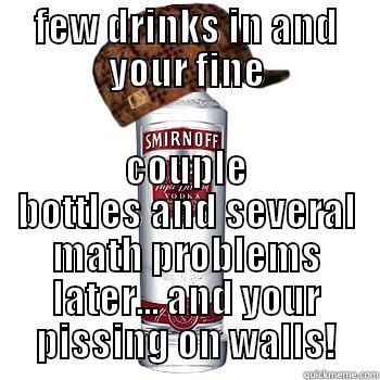 I Hate You Alcohol - FEW DRINKS IN AND YOUR FINE COUPLE BOTTLES AND SEVERAL MATH PROBLEMS LATER... AND YOUR PISSING ON WALLS! Scumbag Alcohol