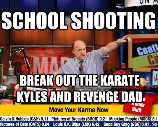 School shooting break out the karate kyles and Revenge Dad - School shooting break out the karate kyles and Revenge Dad  Mad Karma with Jim Cramer