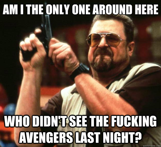 Am I the only one around here who didn't see the fucking avengers last night?  Big Lebowski