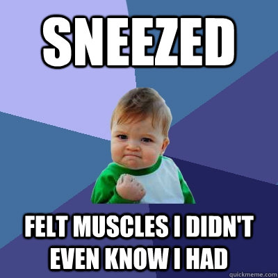 sneezed felt muscles I didn't even know I had  Success Kid