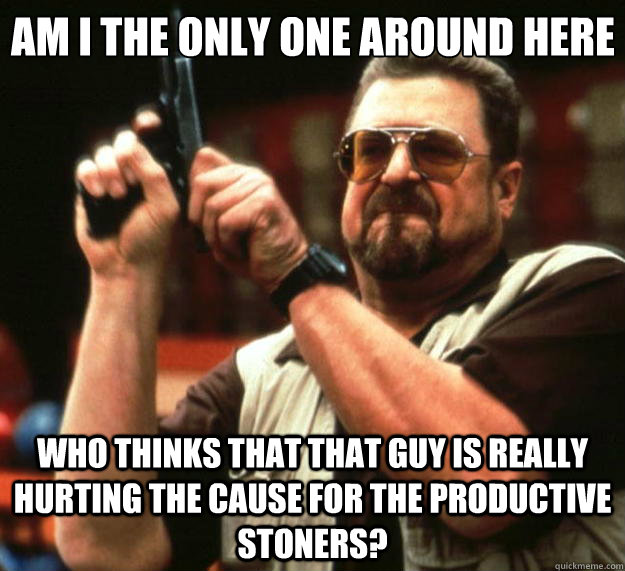 Am I the only one around here who thinks that that guy is really hurting the cause for the productive stoners?  Big Lebowski